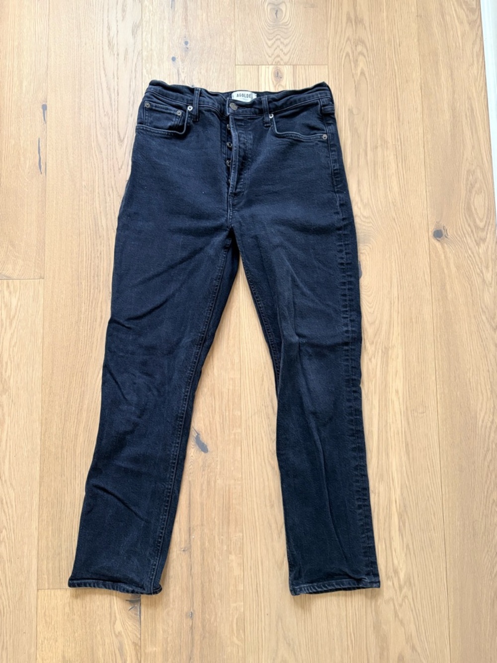 Agolde High-Rise Black Button-Fly Slim Jeans